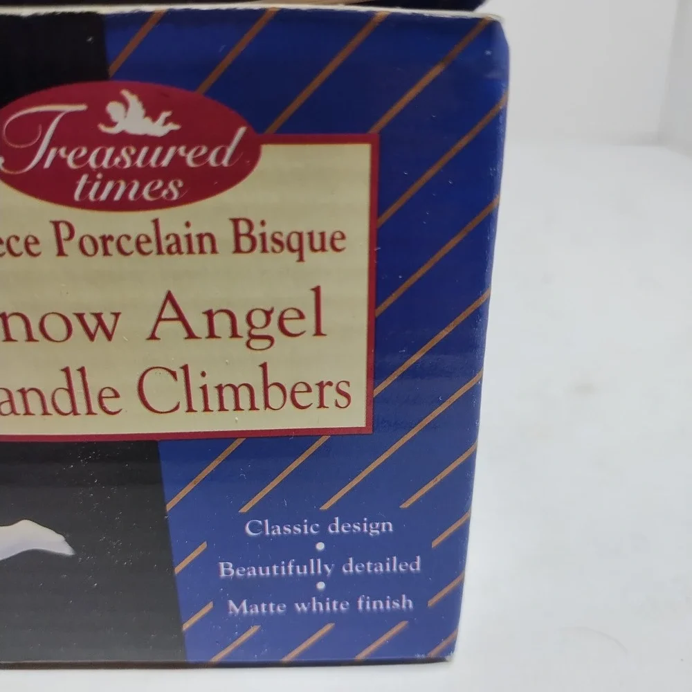 Pair Of Vintage Christmas Angel Candle‎ Climber Huggers Porcelain Set of 2 White